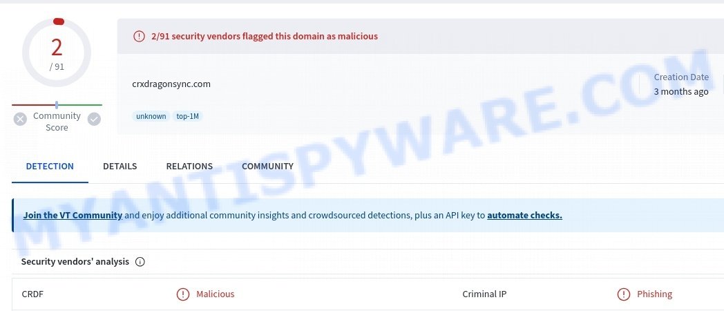 Crxdragonsync.com virus malware