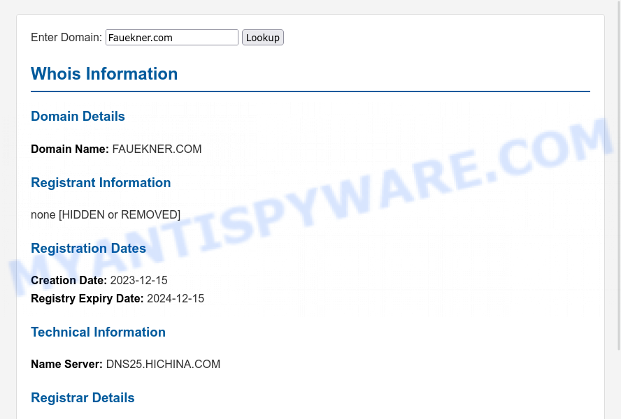 Fauekner.com WHOIS Lookup