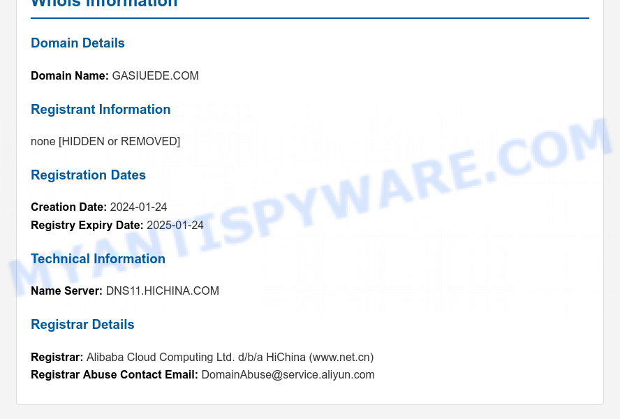 Gasiuede.com WHOIS Lookup