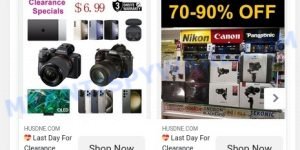 Husdne.com fake Amazon sale scam ads