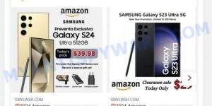 Sibylwsh.com scam store fake amazon sale samsung ads