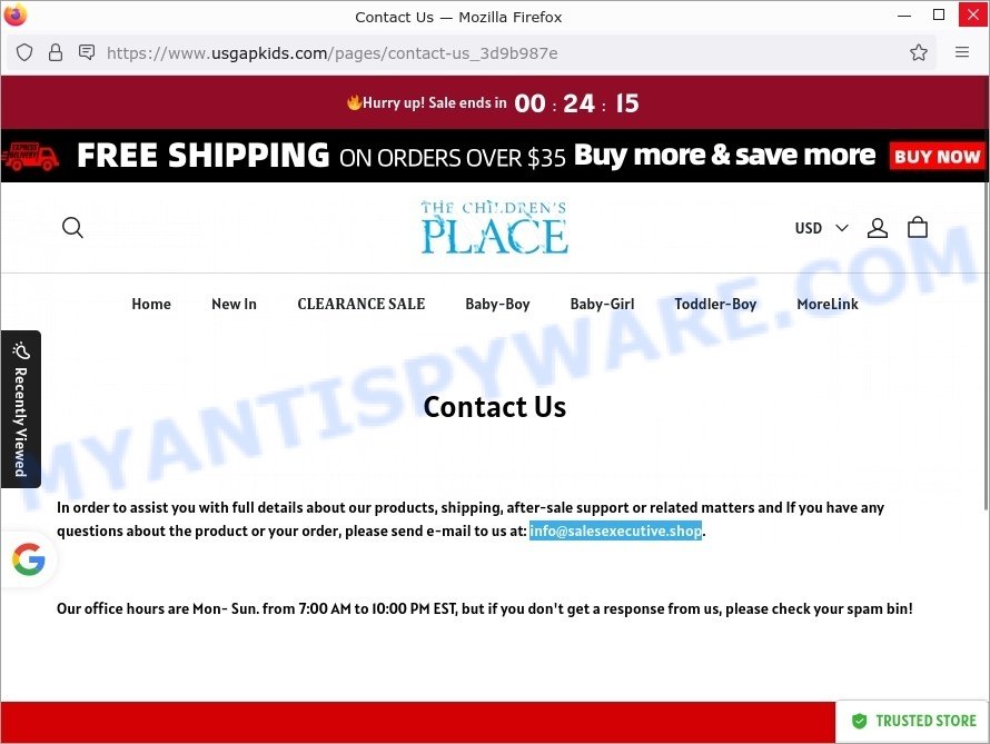 Info@salesexecutive.shop scam stores
