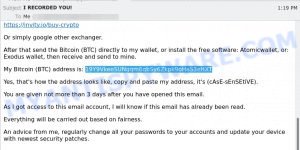 19Y9VkeeSUNgqm6qbSy6Zkpk9oHaS3eHXT Bitcoin Email Scam