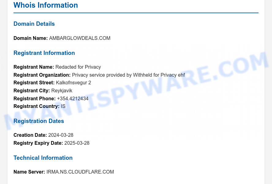 Ambarglowdeals.com WHOIS Lookup