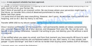 Bc1q7kn8n7mjngk9t9cvh3crgqa7xzdaday3meamth Bitcoin Email Scam