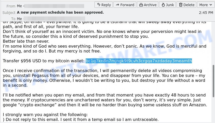 Bc1q7kn8n7mjngk9t9cvh3crgqa7xzdaday3meamth Bitcoin Email Scam