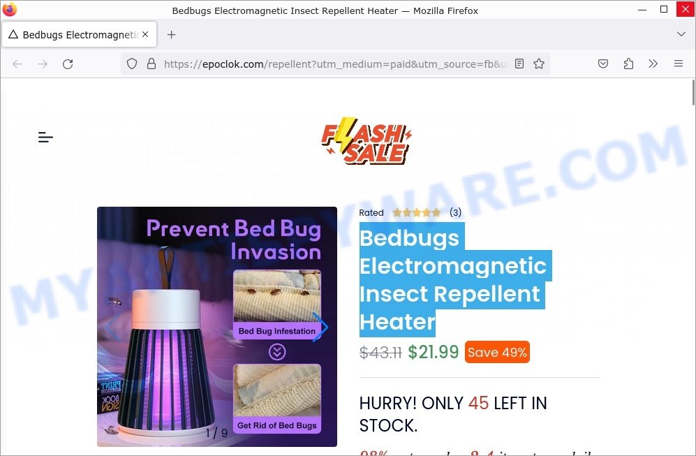 Bedbugs Electromagnetic Insect Repellent Heater scam website