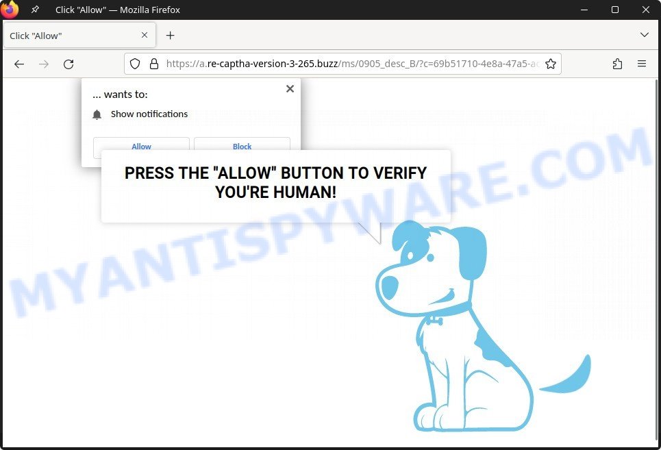Click Allow virus Re-captha-version-3-265.buzz scam
