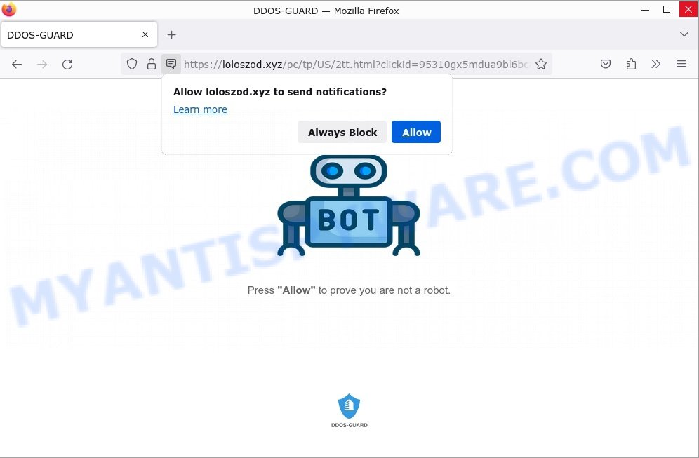 DDOS-GUARD Loloszod.xyz click allow scam