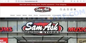 Feomashakmusic.life fake Sam Ash Clearance Store scam