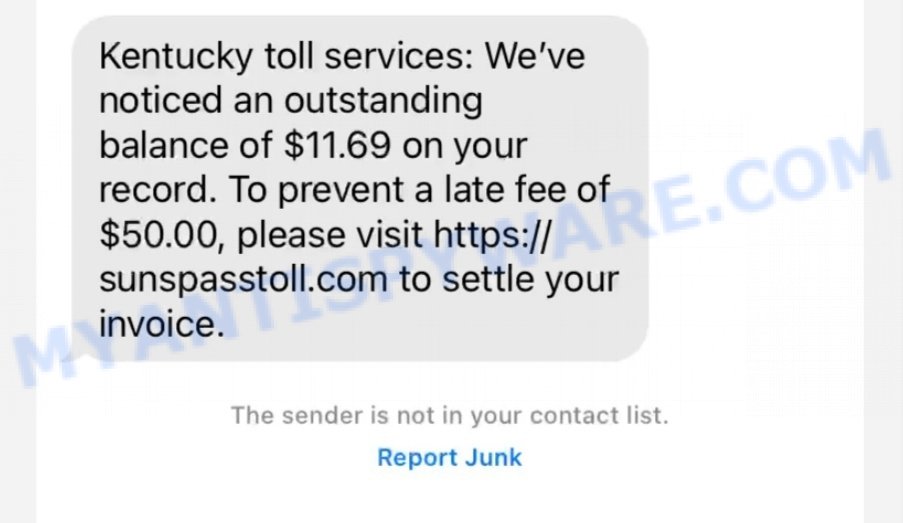 Kentucky toll services Text scam