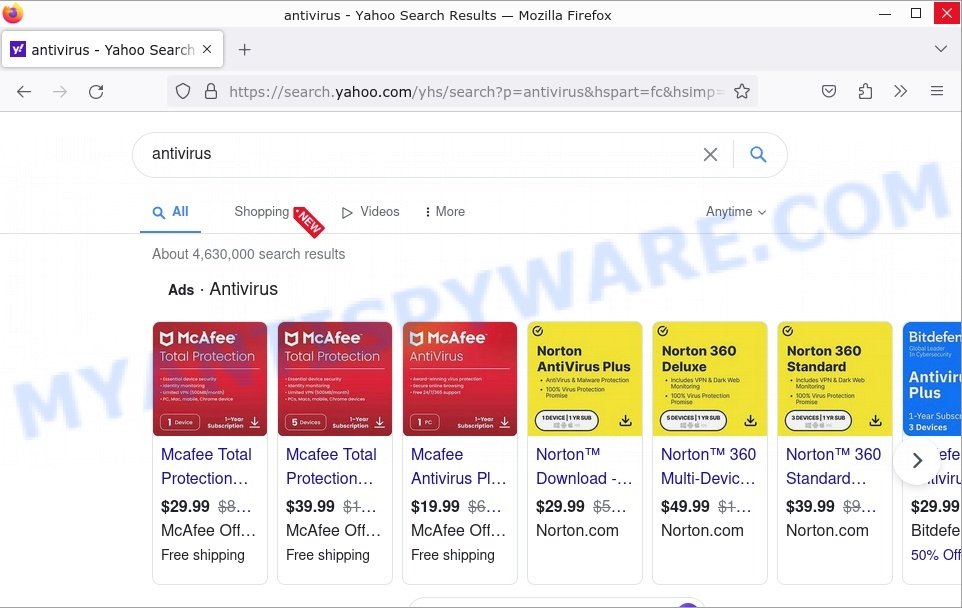 Laxsearch.com redirect virus Yahoo Search Results