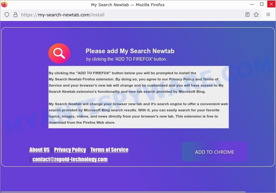 My-search-newtab.com My Search Newtab install popup
