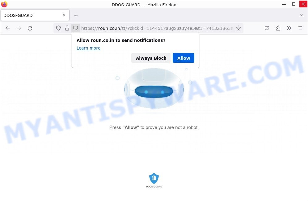 Roun.co.in virus DDOS-GUARD click allow scam
