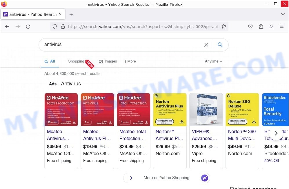 Search-browser.com redirect Yahoo search results