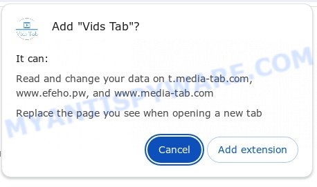 Search.media-tab.com Vids Tab extension