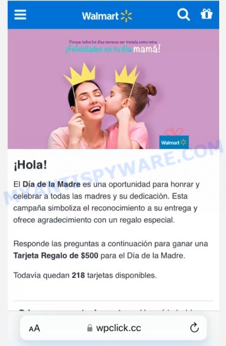 Wpclick.cc WhatsApp Walmart scam
