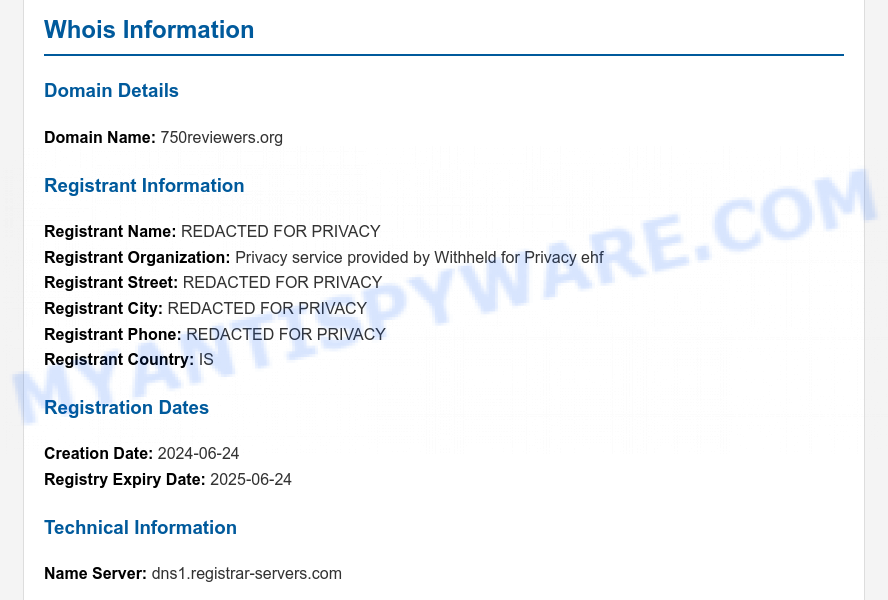 750reviewers.org WHOIS Lookup