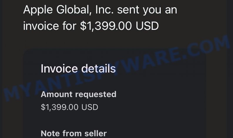 Apple Global Inc PayPal invoice Scam email