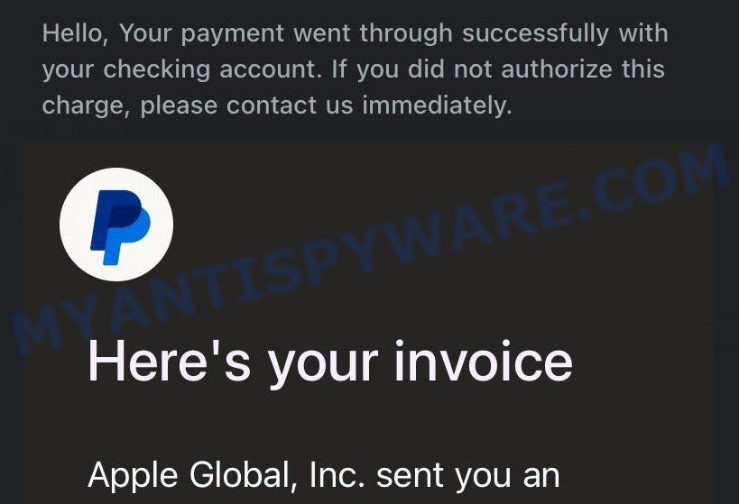 Apple Global Inc PayPal invoice email scam