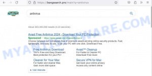 Bang Search Pro redirect virus Search results