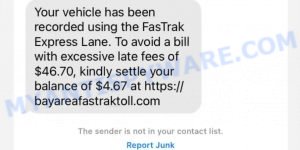 BayAreaFasTrakToll.com text scam