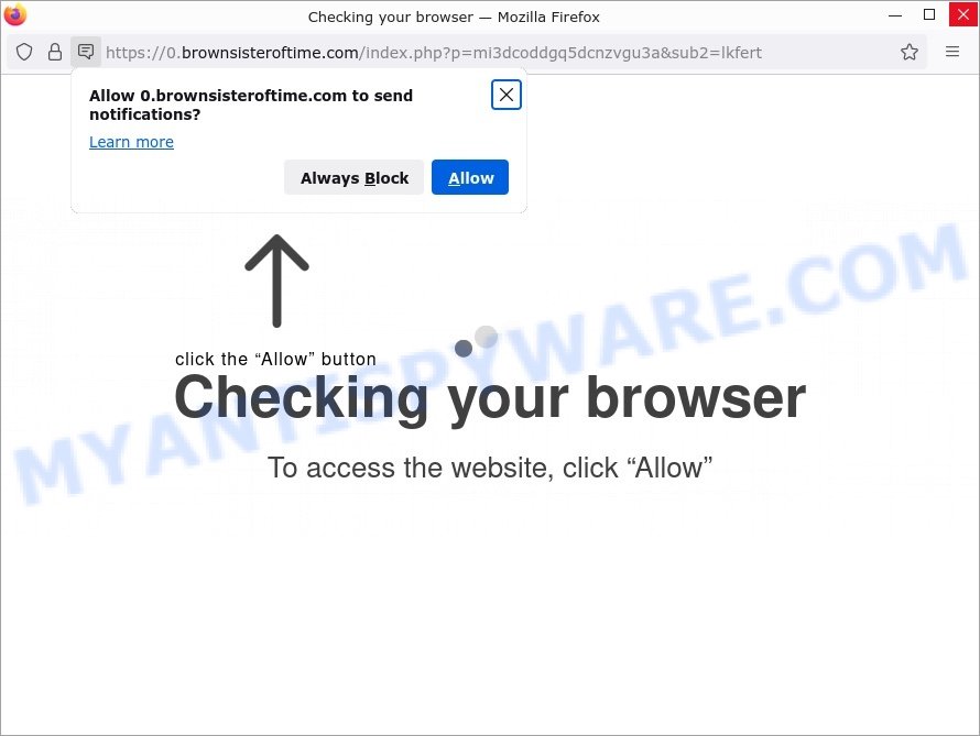 Brownsisteroftime.com virus Checking your browser scam