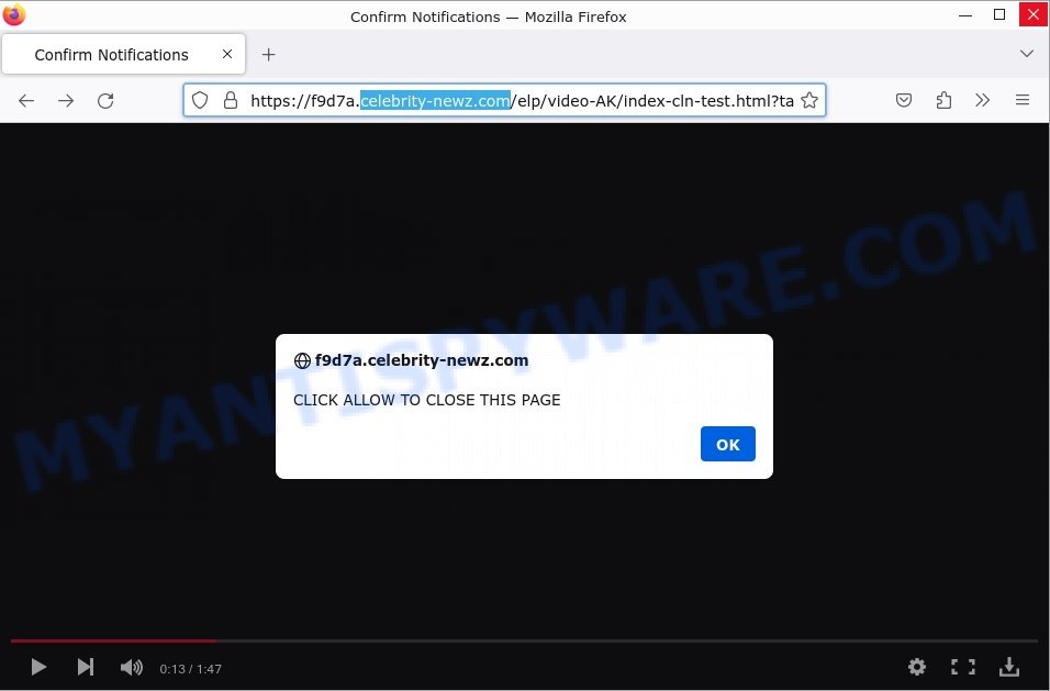 Celebrity-newz.com virus Confirm Notifications scam