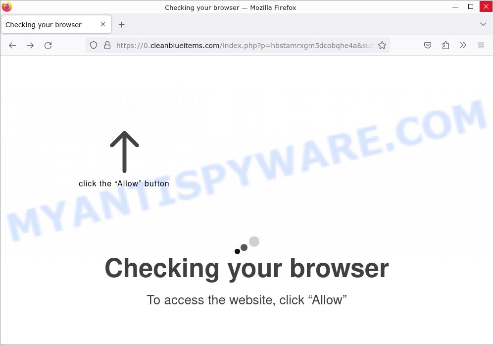 Cleanblueitems.com Checking your browser virus click allow scam