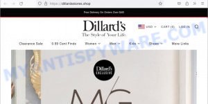 Dillardsstores.shop fake Dillards CLEARANCE sale scam