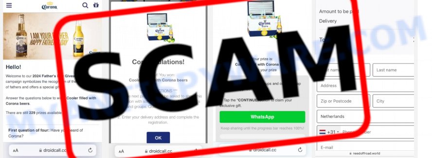 Droidcall.cc WhatsApp Corona beers Scam