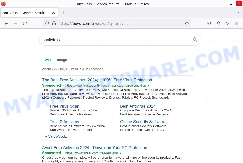 FIIND redirect Virus Search results