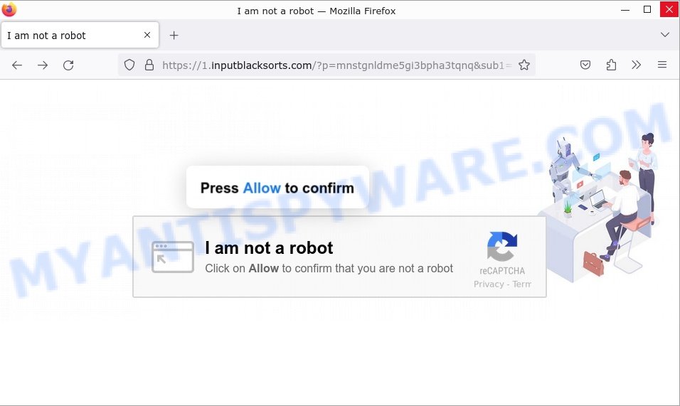 Inputblacksorts.com virus I am not a robot scam