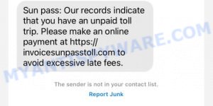 InvoiceSunPassToll.com scam text