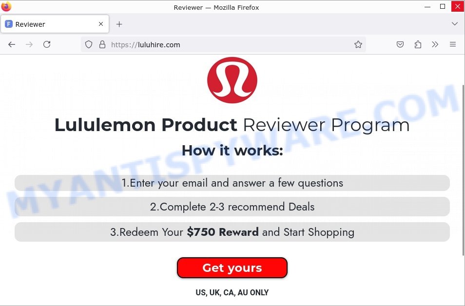 Luluhire.com Lululemon Product Reviewer Program scam