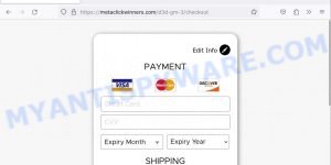 Metaclickwinners.com credit card form