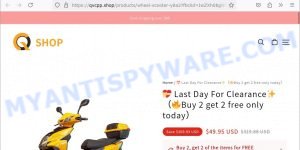 Qvcpp.shop fake Amazon QVC sale Four Wheel Scooter scam