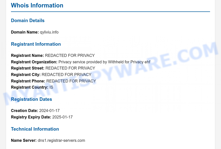 Qyliviu.info WHOIS Lookup