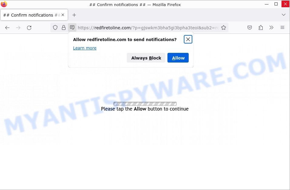 Redfiretoline.com virus Confirm notifications Scam