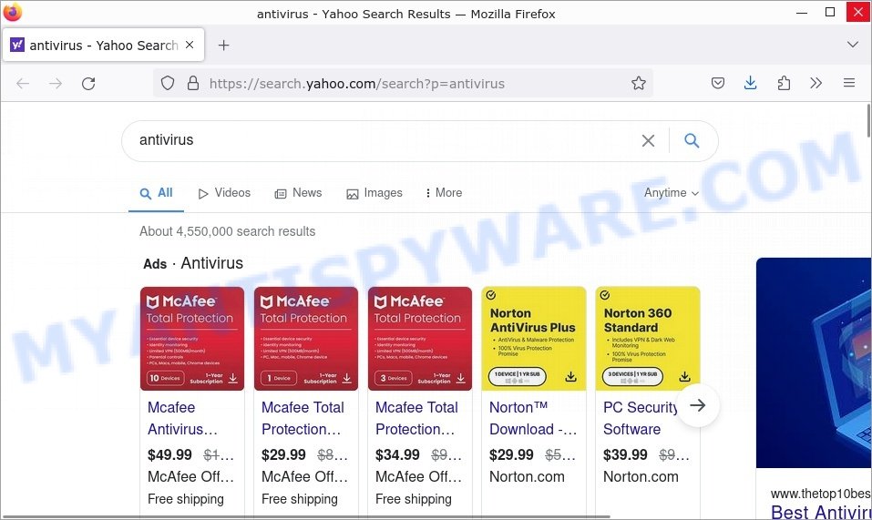 Search-it.cc redirect Yahoo Search Results