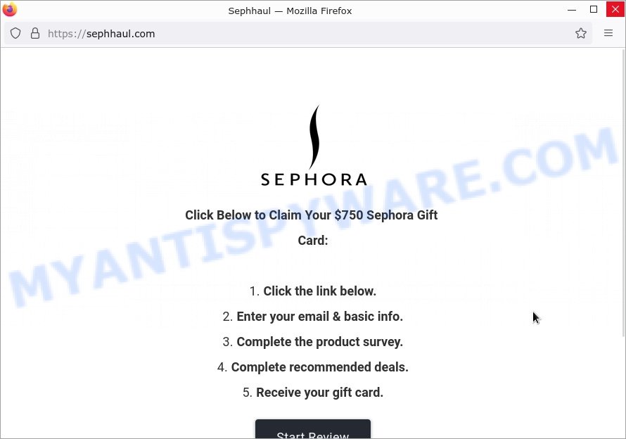 Sephhaul.com Sephora Product Reviewer Scam