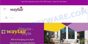 Wayfarhouse.shop Wayfair Clearance Sale scam