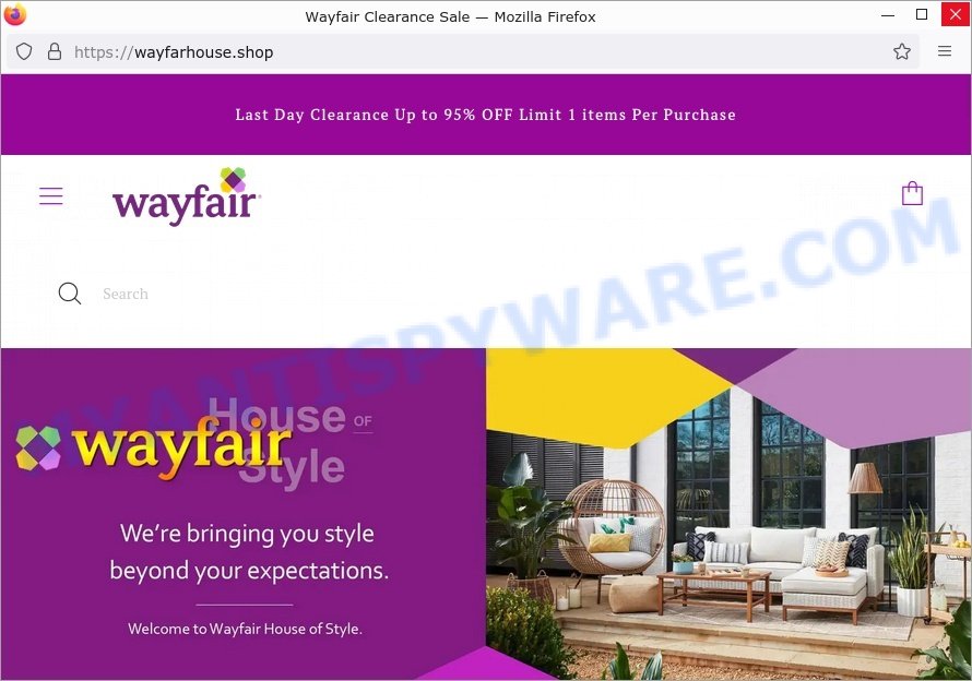Wayfarhouse.shop Wayfair Clearance Sale scam
