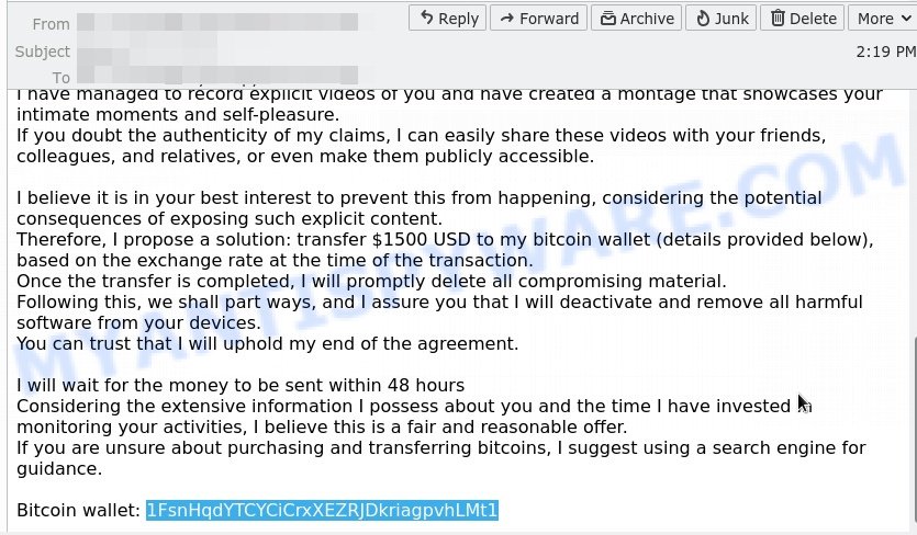 1FsnHqdYTCYCiCrxXEZRJDkriagpvhLMt1 Bitcoin Email Scam