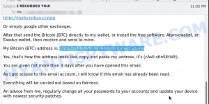 1GtGZpzfRkAVBL48F68mi8bTcatwpTZGm8 bitcoin email scam