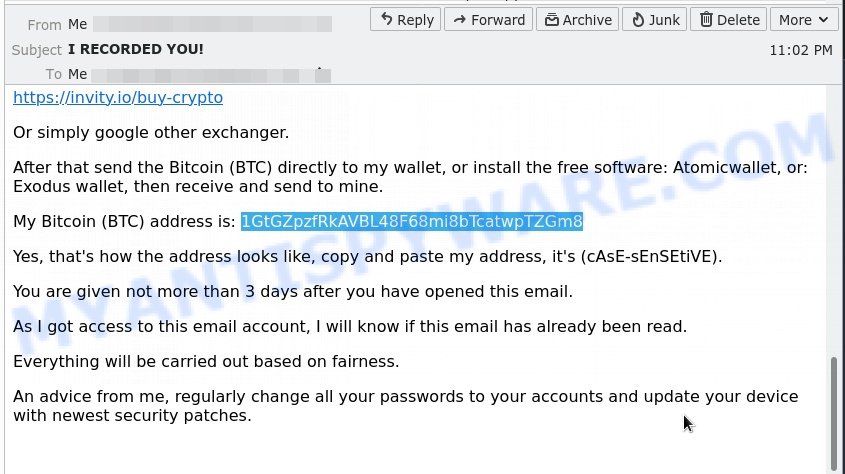 1GtGZpzfRkAVBL48F68mi8bTcatwpTZGm8 bitcoin email scam