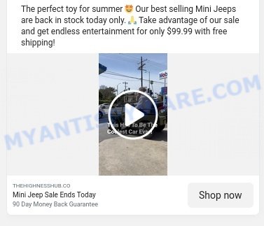 99 Mini Jeep Sale scam ads