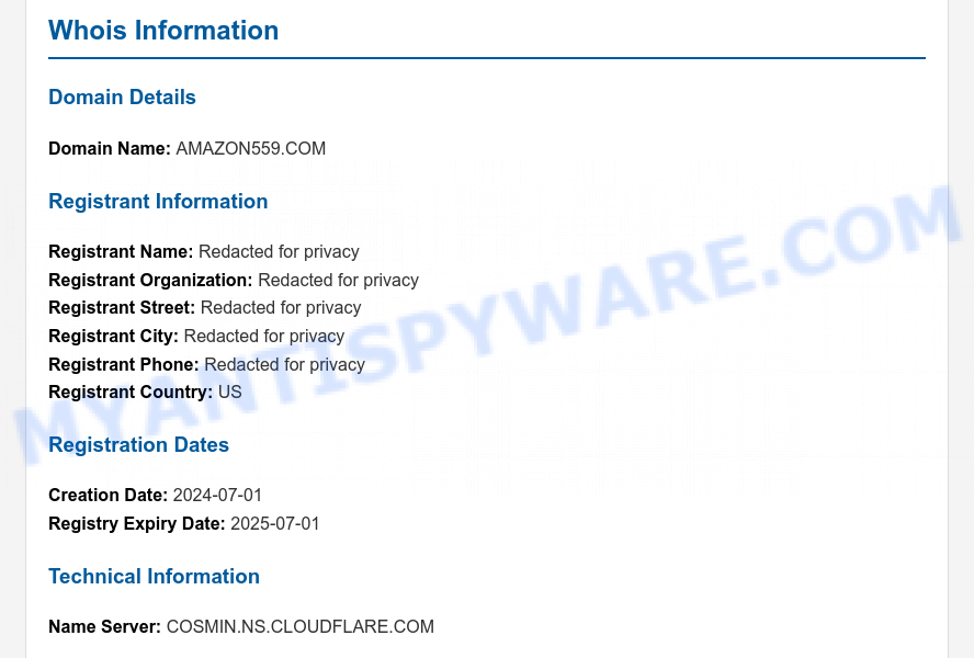 Amazon559.com WHOIS Lookup