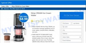 Bestluckyevents.com Ninja CREAMi Ice Cream Maker scam