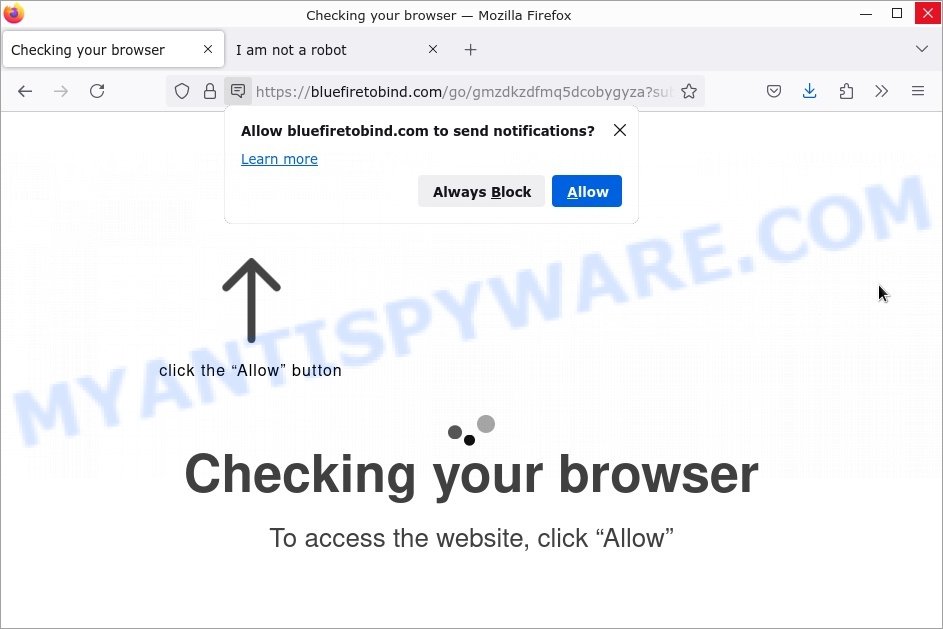 Bluefiretobind.com Checking your browser scam